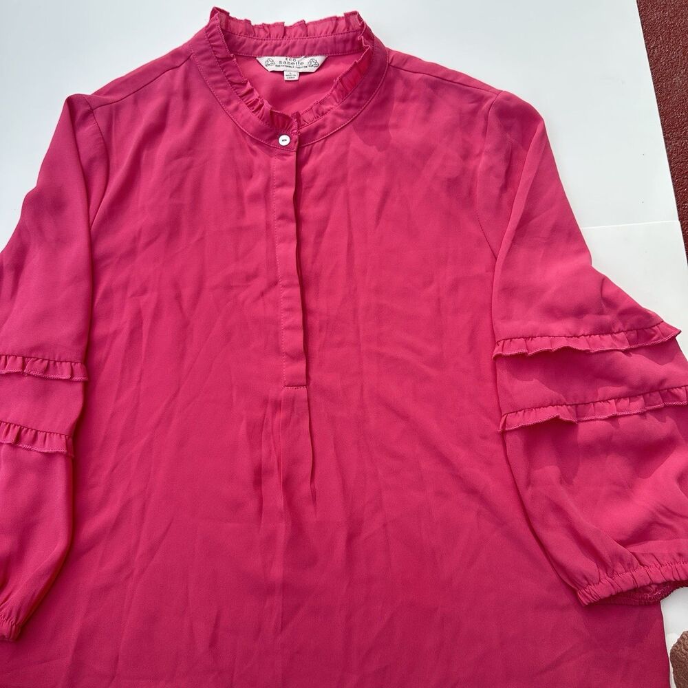 Eco Nanette Top Women’s L Pink Long Sleeves Lightweight Blouse